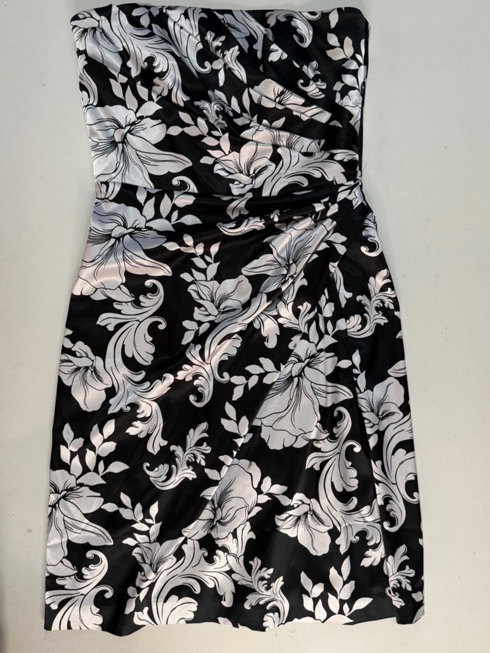 White House Black Market Strapless Black & White Floral Cocktail Dress